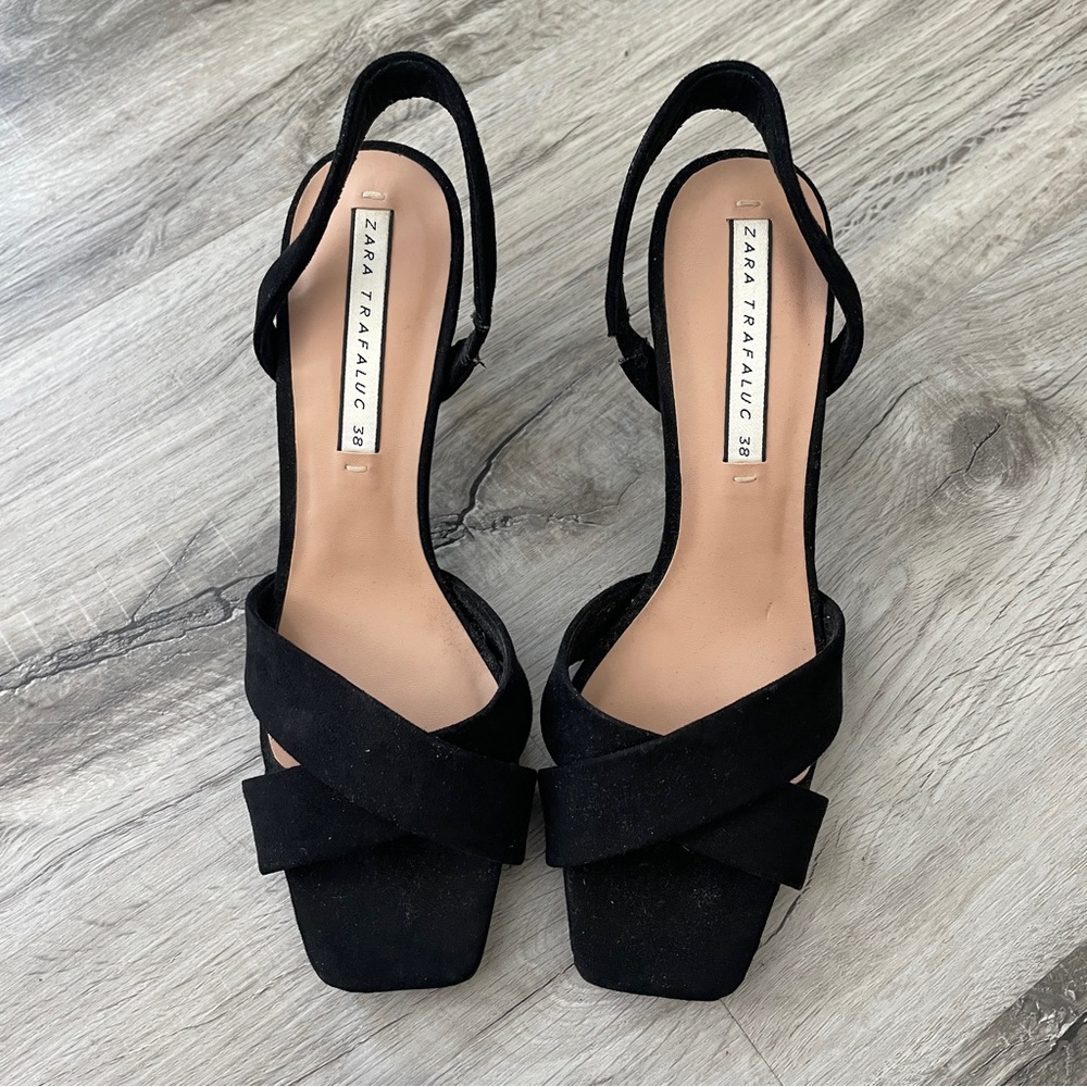 Zara Elegant Black Slingback Heels